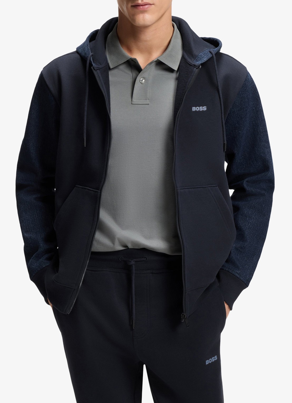 BOSS Relaxed fit trainingspak met logo - voorkant 5 blauw