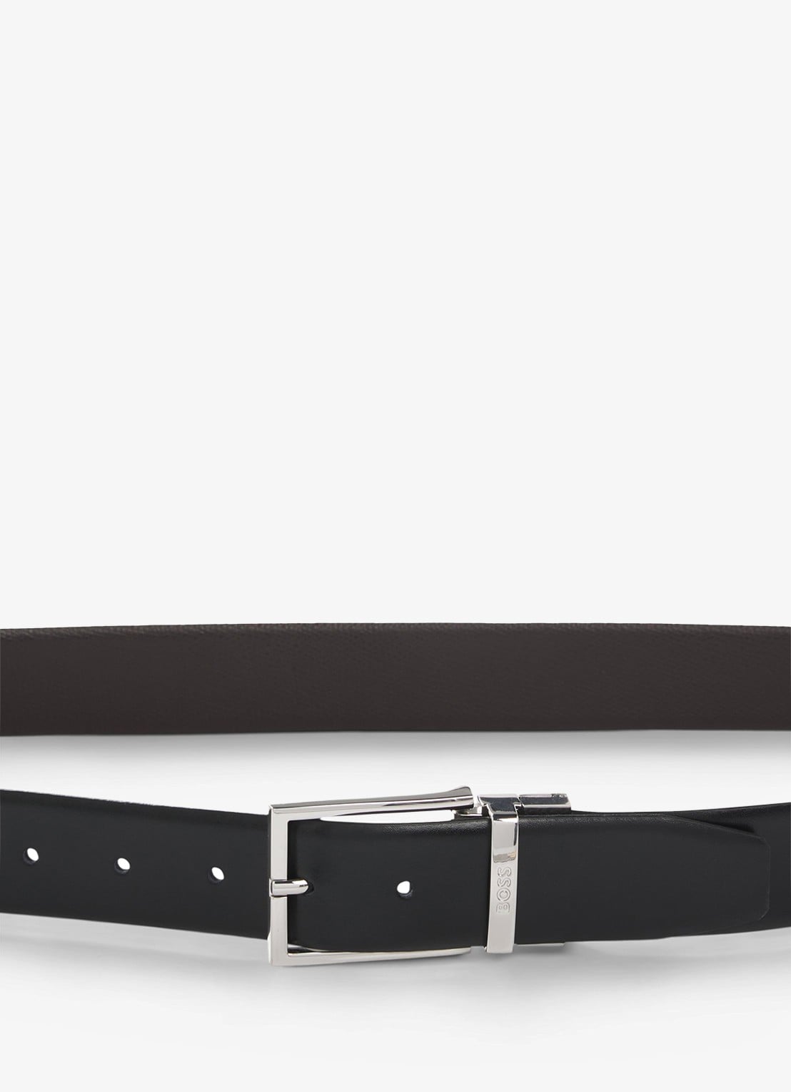 BOSS Reversible riem van leer  - achterkant zwart