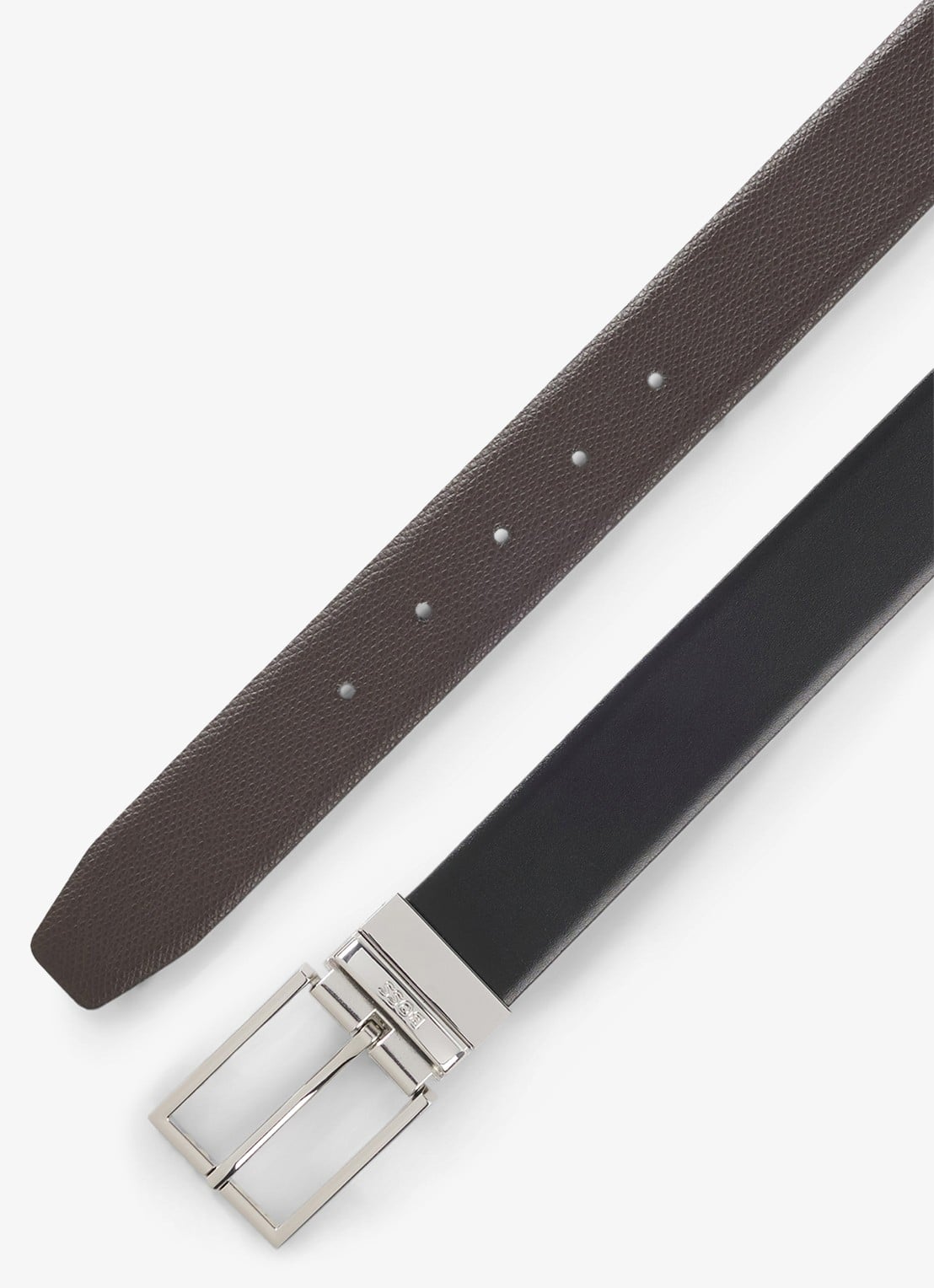 BOSS Reversible riem van leer  - detail 2 zwart