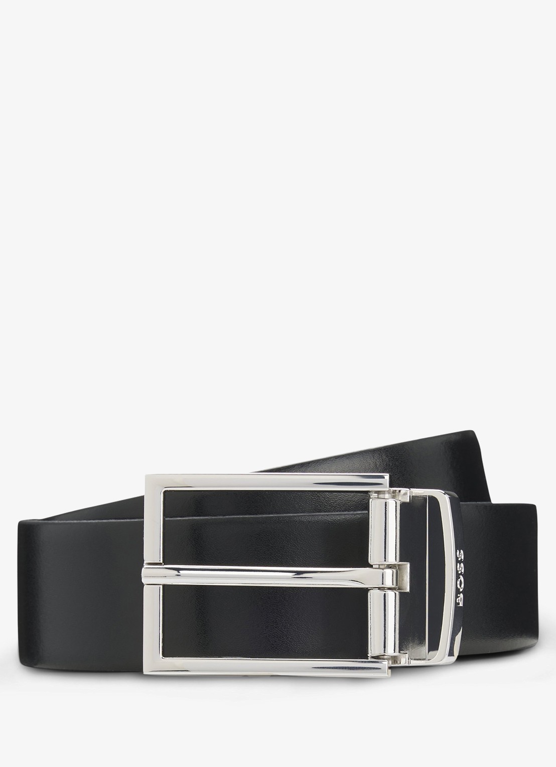 BOSS Reversible riem van leer  - voorkant 5 zwart