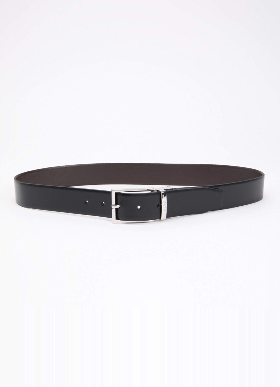 BOSS Reversible riem van leer  - voorkant 7 zwart