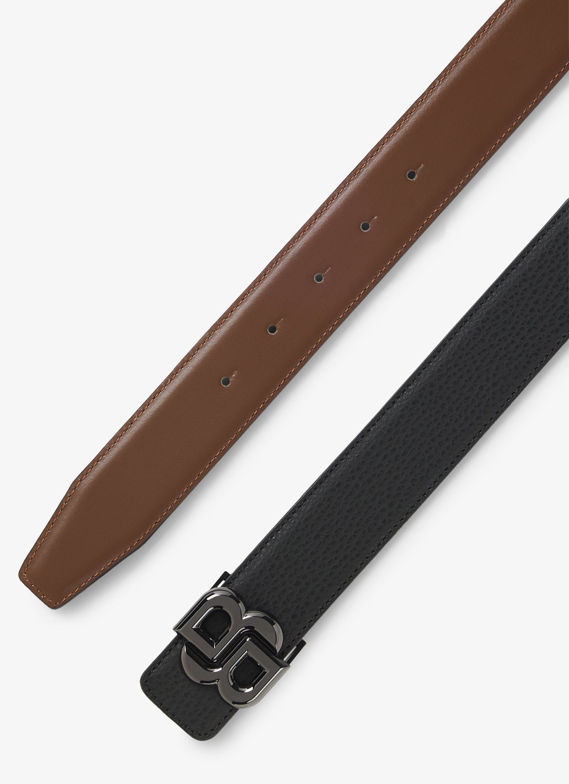 BOSS Reversible riem van leer - detail zwart