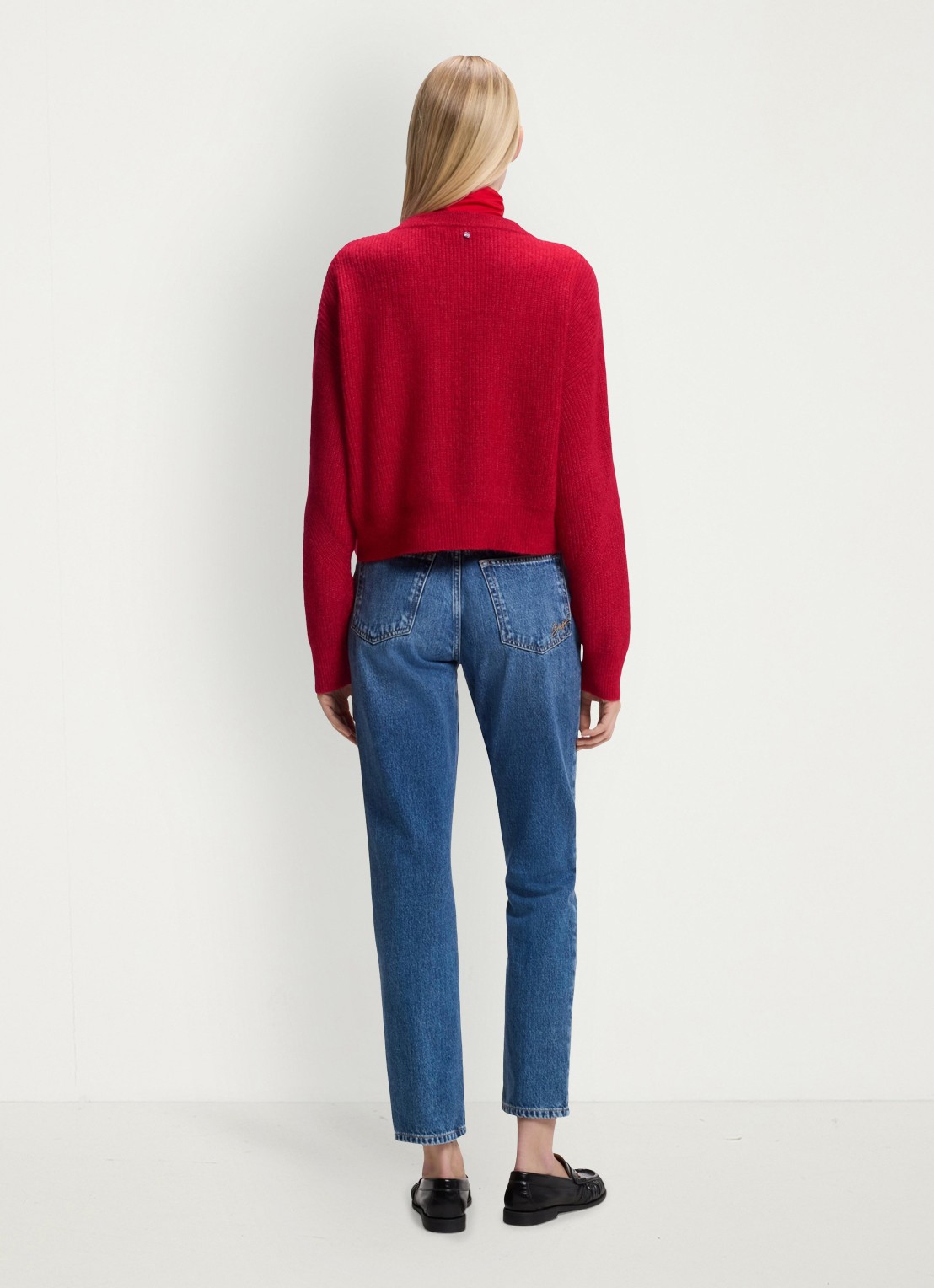 BOSS Ribgebreid vest in alpaca wolblend  - achterkant 5 rood