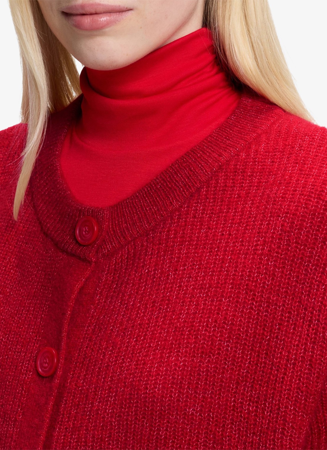 BOSS Ribgebreid vest in alpaca wolblend  - detail 2 rood