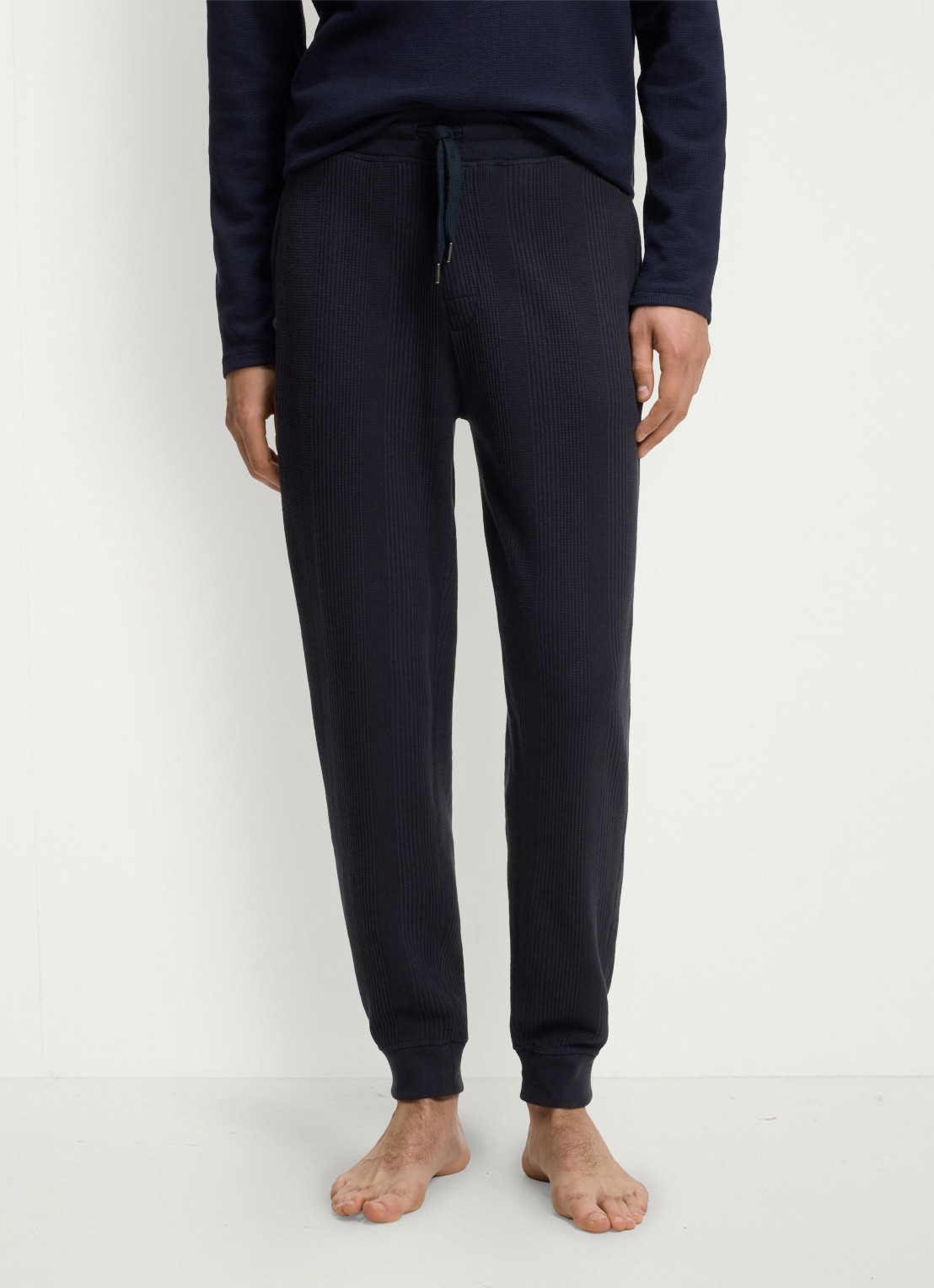 BOSS Ribgebreide tapered fit joggingbroek - detail 4 blauw