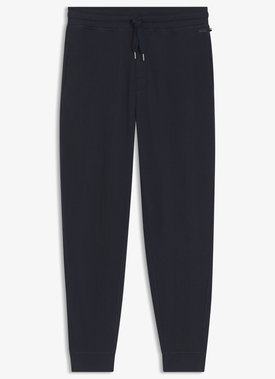 BOSS Ribgebreide tapered fit joggingbroek - voorkant 2 blauw