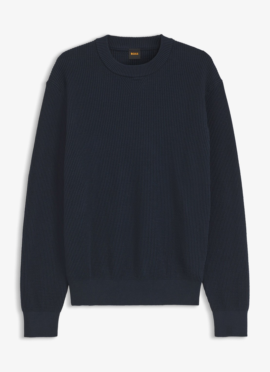 BOSS Ribgebreide trui met structuur - voorkant 5 blauw