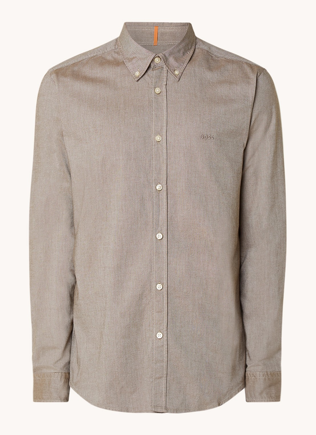 BOSS Rickert regular fit overhemd van  katoen - voorkant donkerbeige