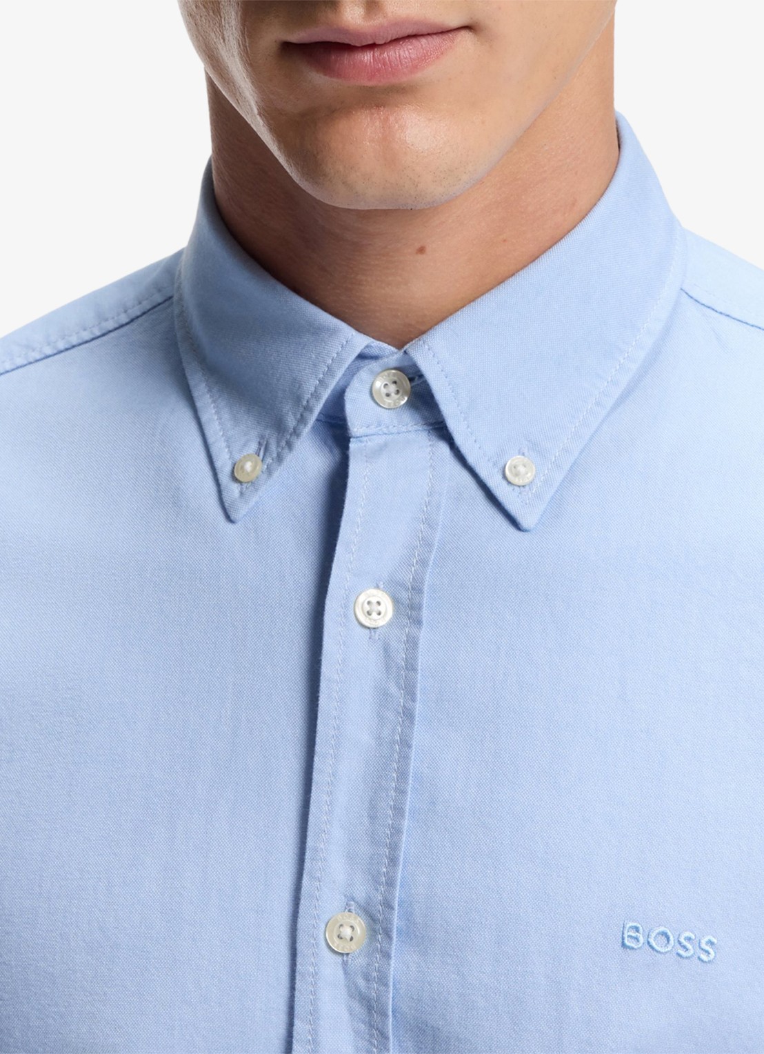 BOSS Rickert regular fit overhemd van  katoen - detail 2 lichtblauw
