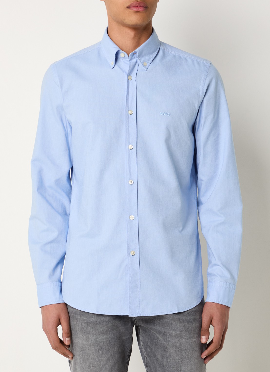 BOSS Rickert regular fit overhemd van  katoen - detail 4 lichtblauw
