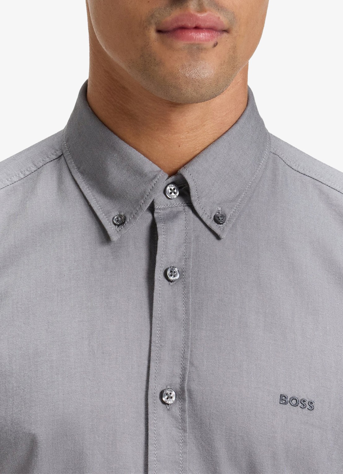 BOSS Rickert regular fit overhemd van  katoen - detail 5 lichtgrijs