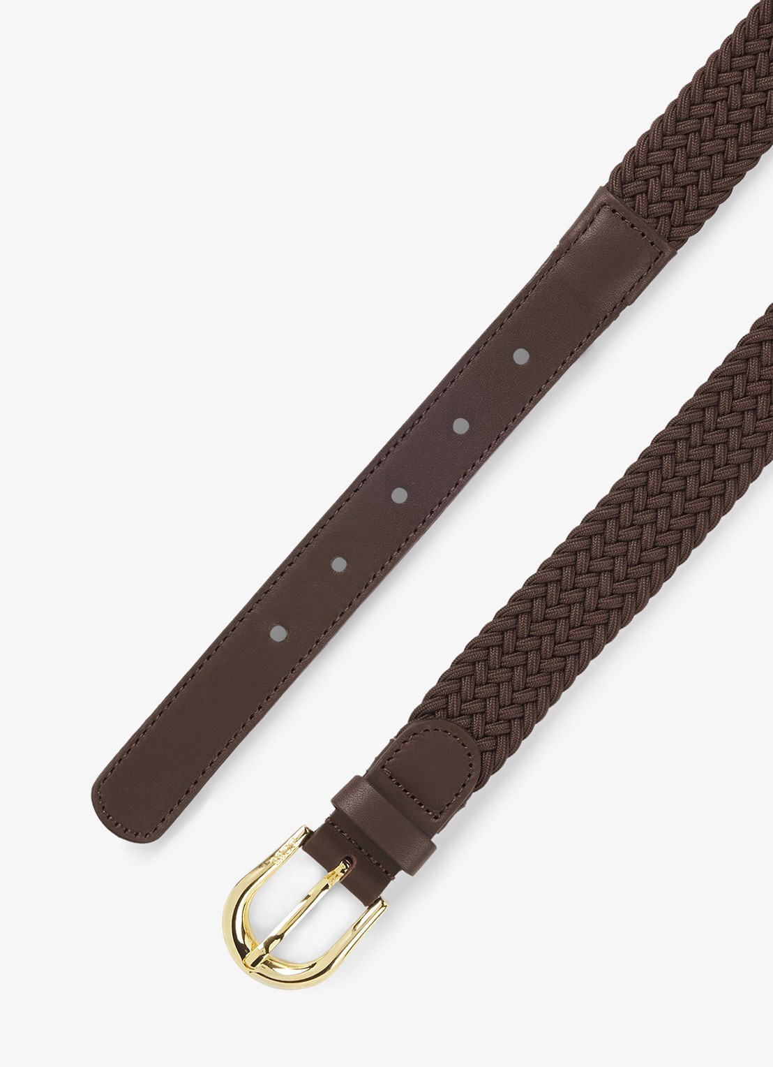 BOSS Riem met gevlochten detail - detail donkerbruin
