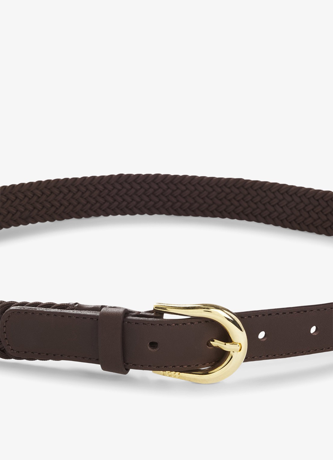 BOSS Riem met gevlochten detail - detail 2 donkerbruin