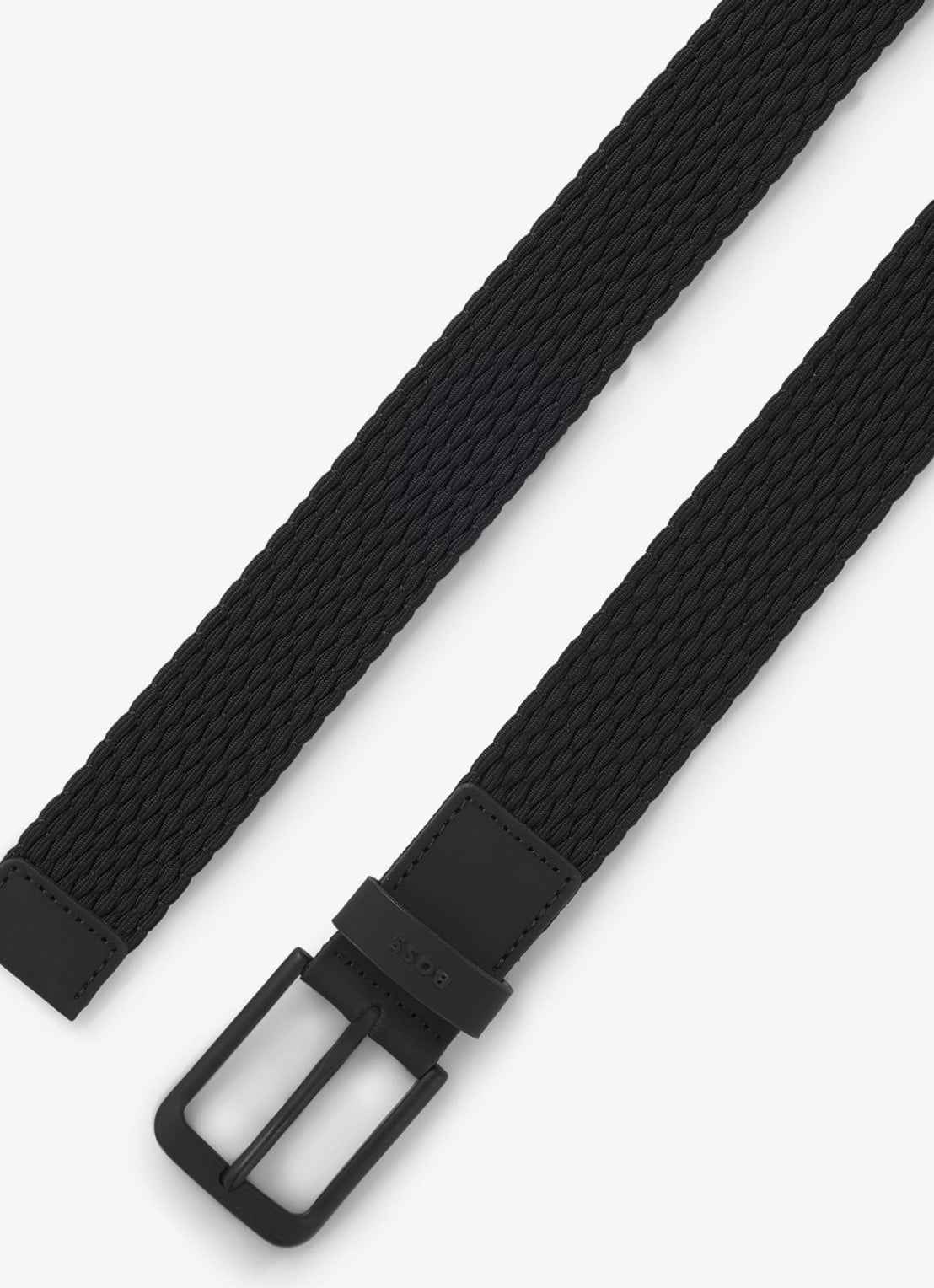 BOSS Riem met leren details - detail 3 zwart