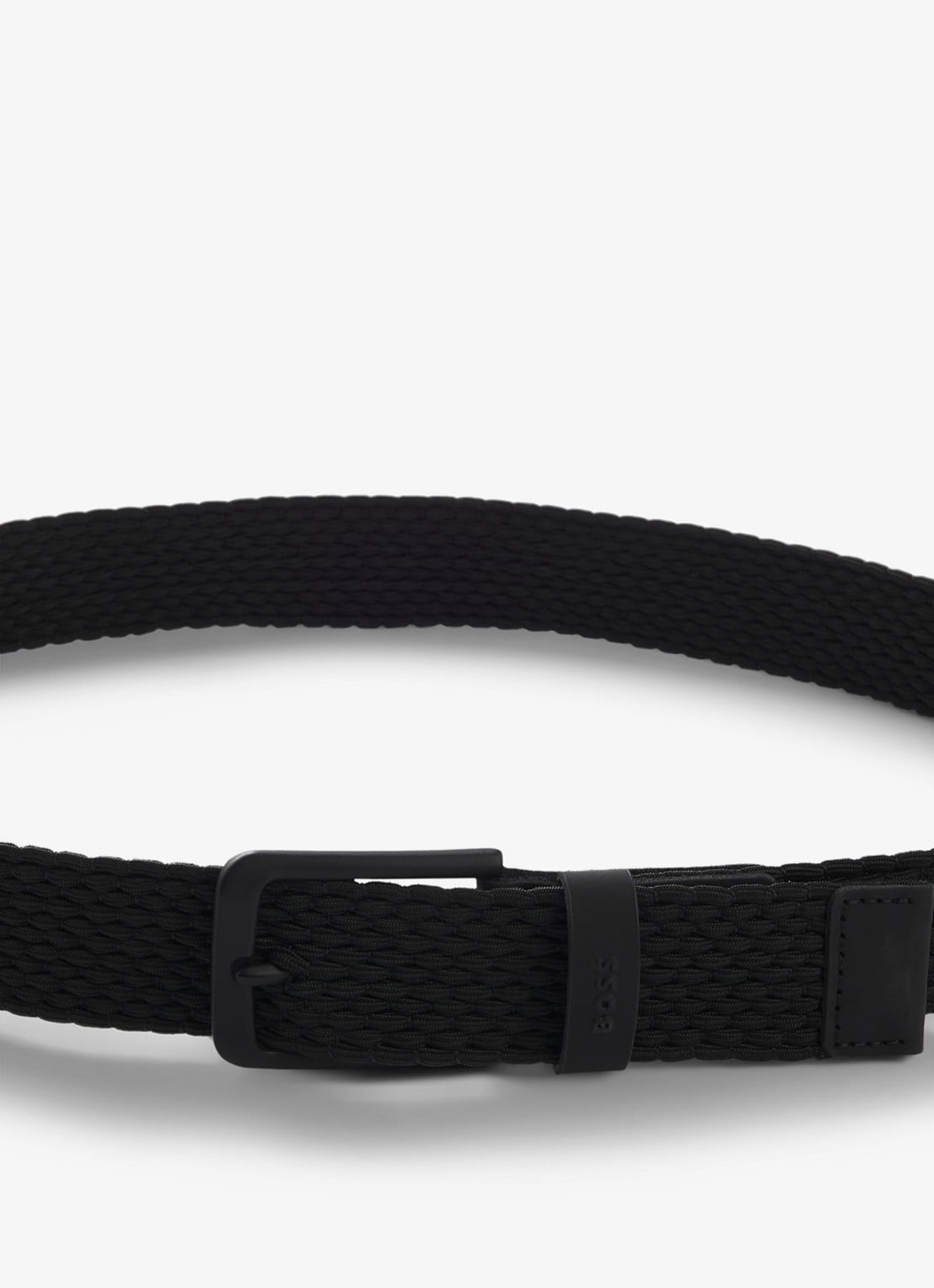 BOSS Riem met leren details - detail 4 zwart