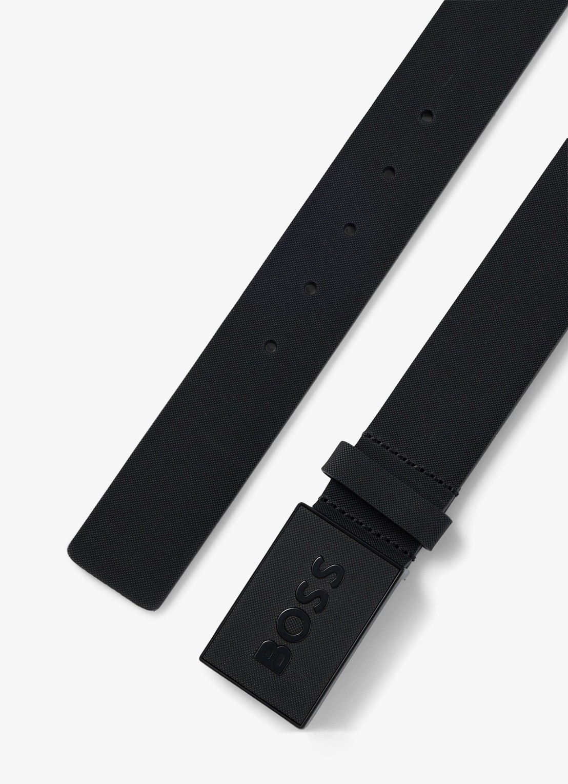 BOSS Riem van Italiaans leer met logo op koppelsluiting - detail 2 zwart