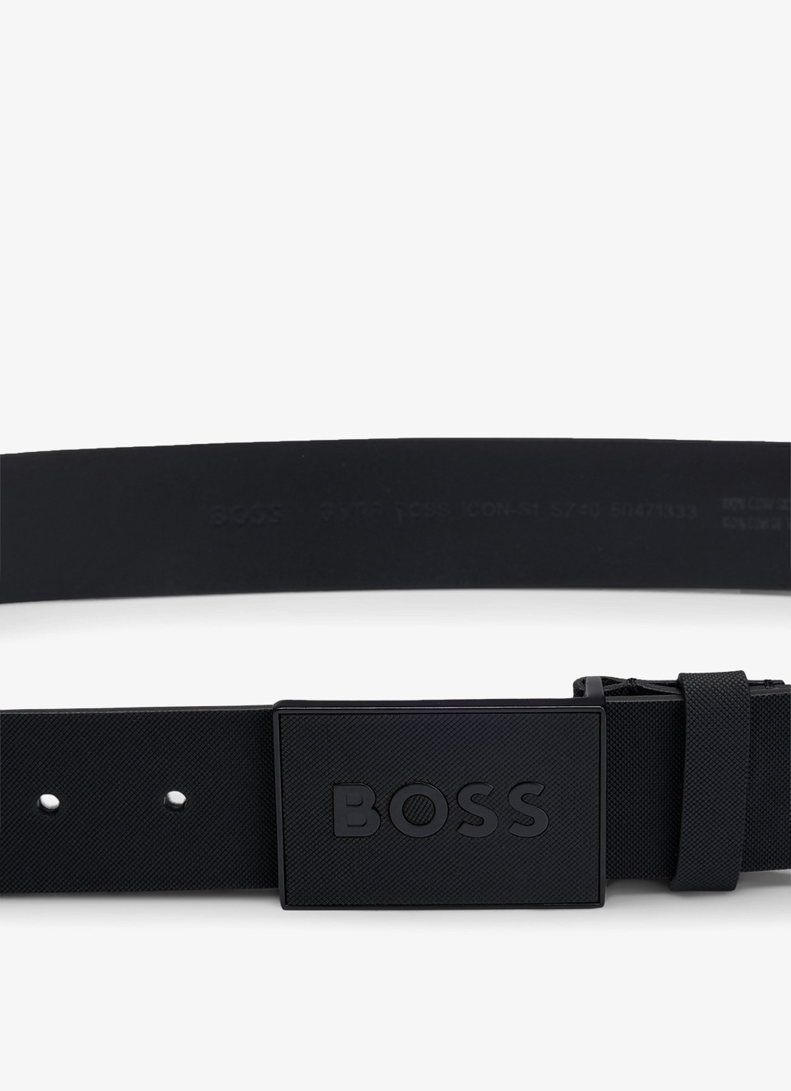 BOSS Riem van Italiaans leer met logo op koppelsluiting - detail 3 zwart