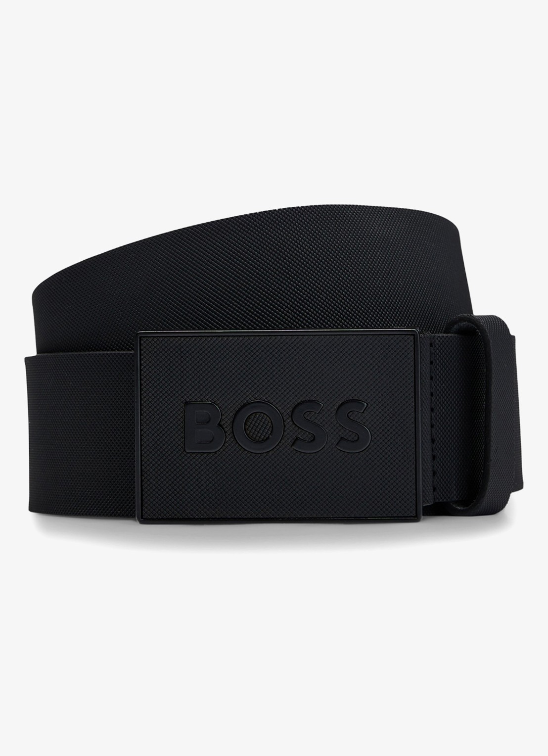 BOSS Riem van Italiaans leer met logo op koppelsluiting - voorkant 4 zwart
