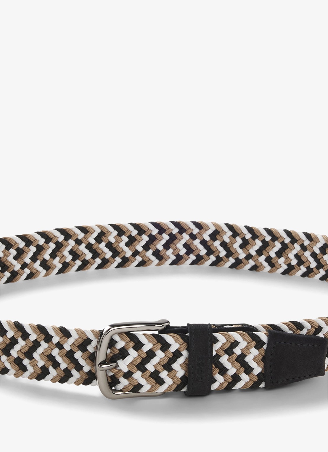 BOSS Riem van leer met gevlochten detail - detail 4 grijs