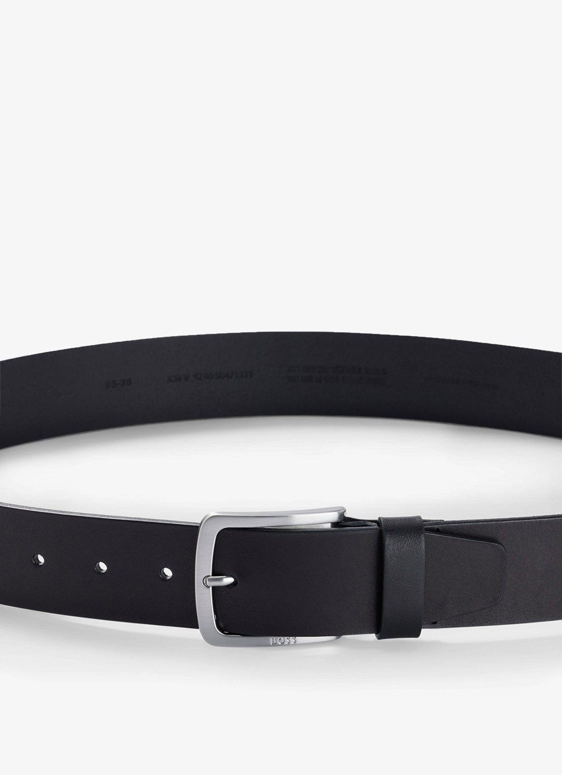 BOSS Riem van leer met logo - achterkant 4 zwart