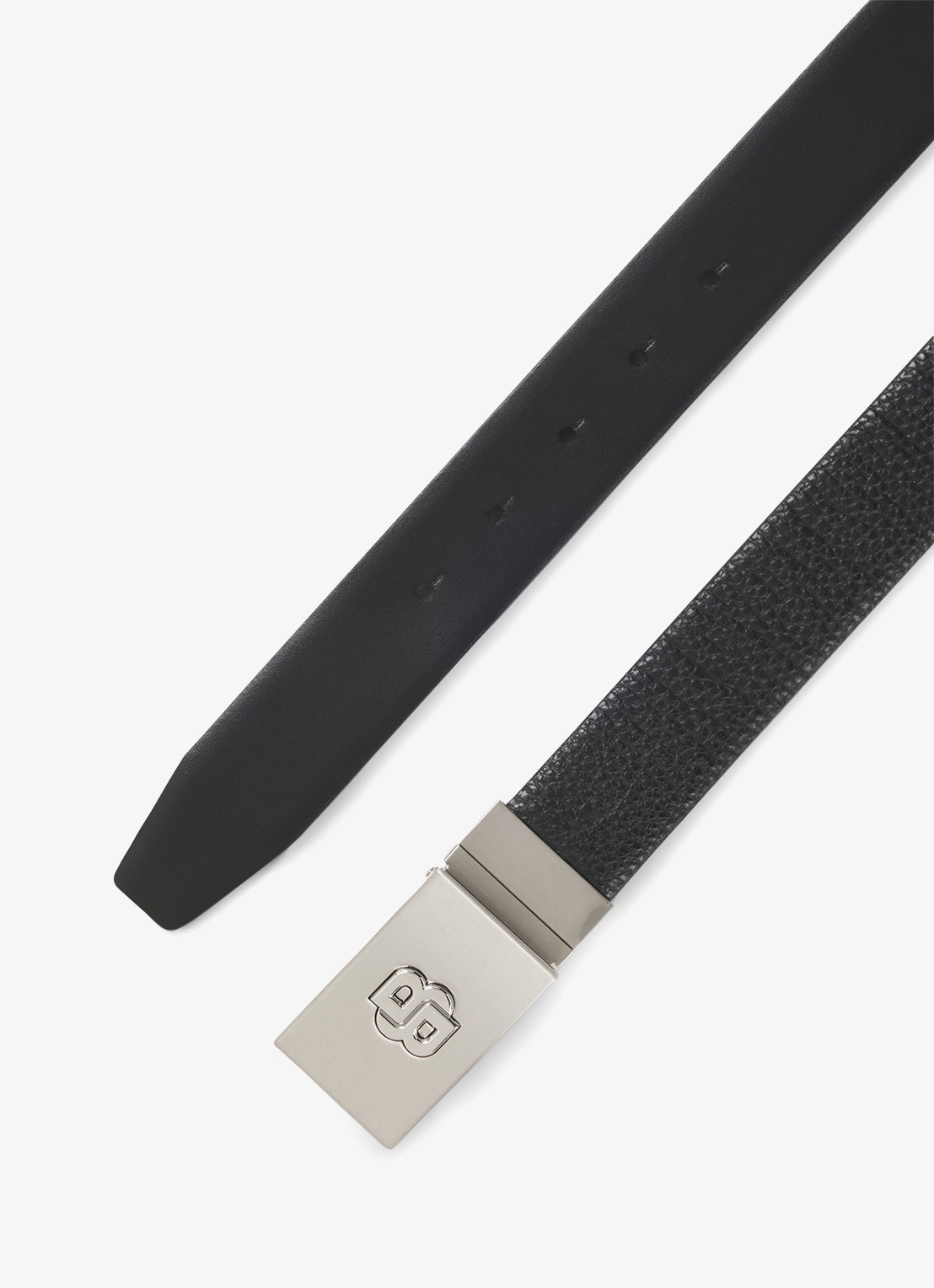 BOSS Riem van leer met logo - detail 2 zwart