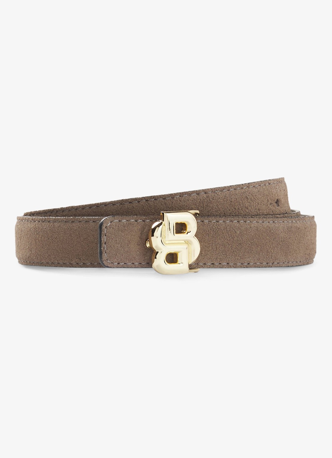 BOSS Riem van leer - voorkant donkerbeige