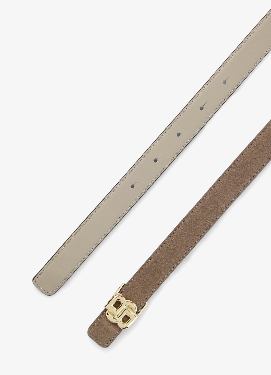 BOSS Riem van leer - voorkant 2 donkerbeige