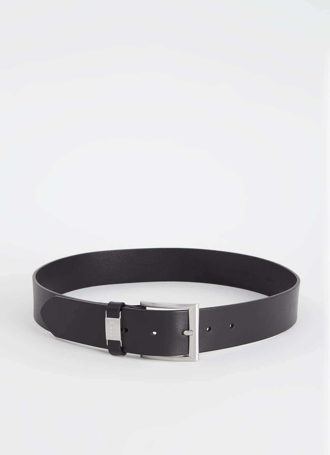 BOSS Riem van leer  - voorkant 2 zwart