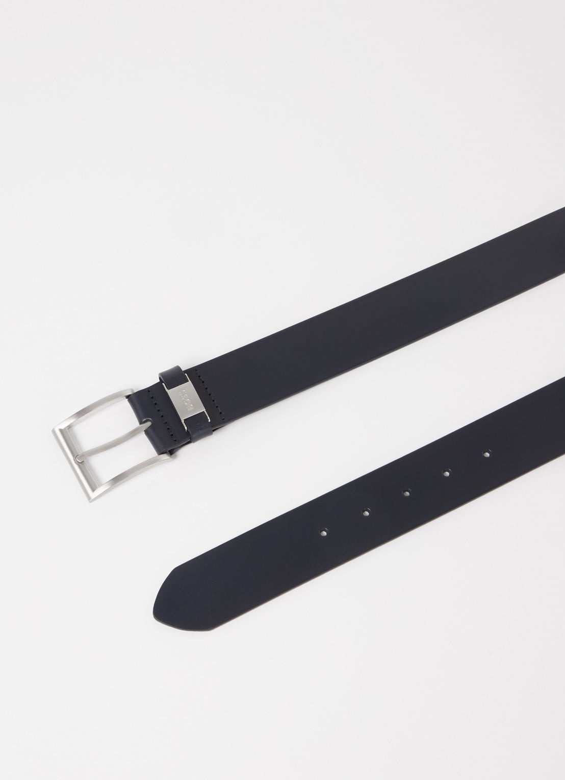 BOSS Riem van leer  - detail donkerblauw