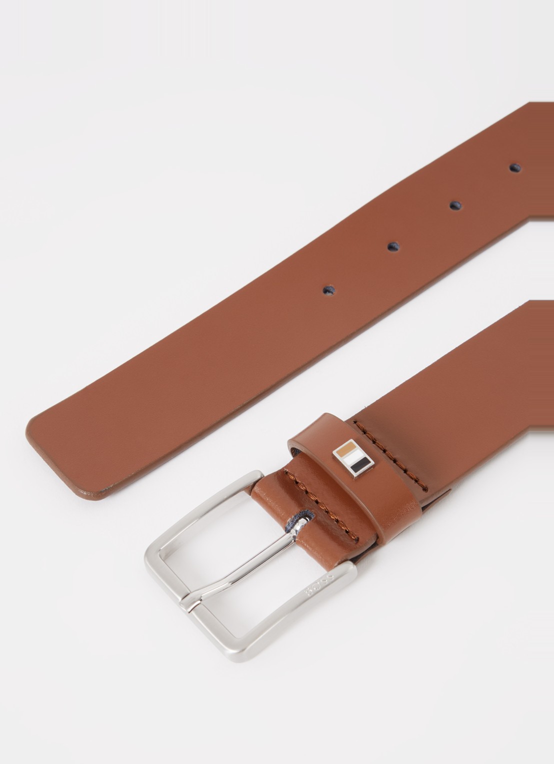 BOSS Riem van leer  - detail hazelnootbruin