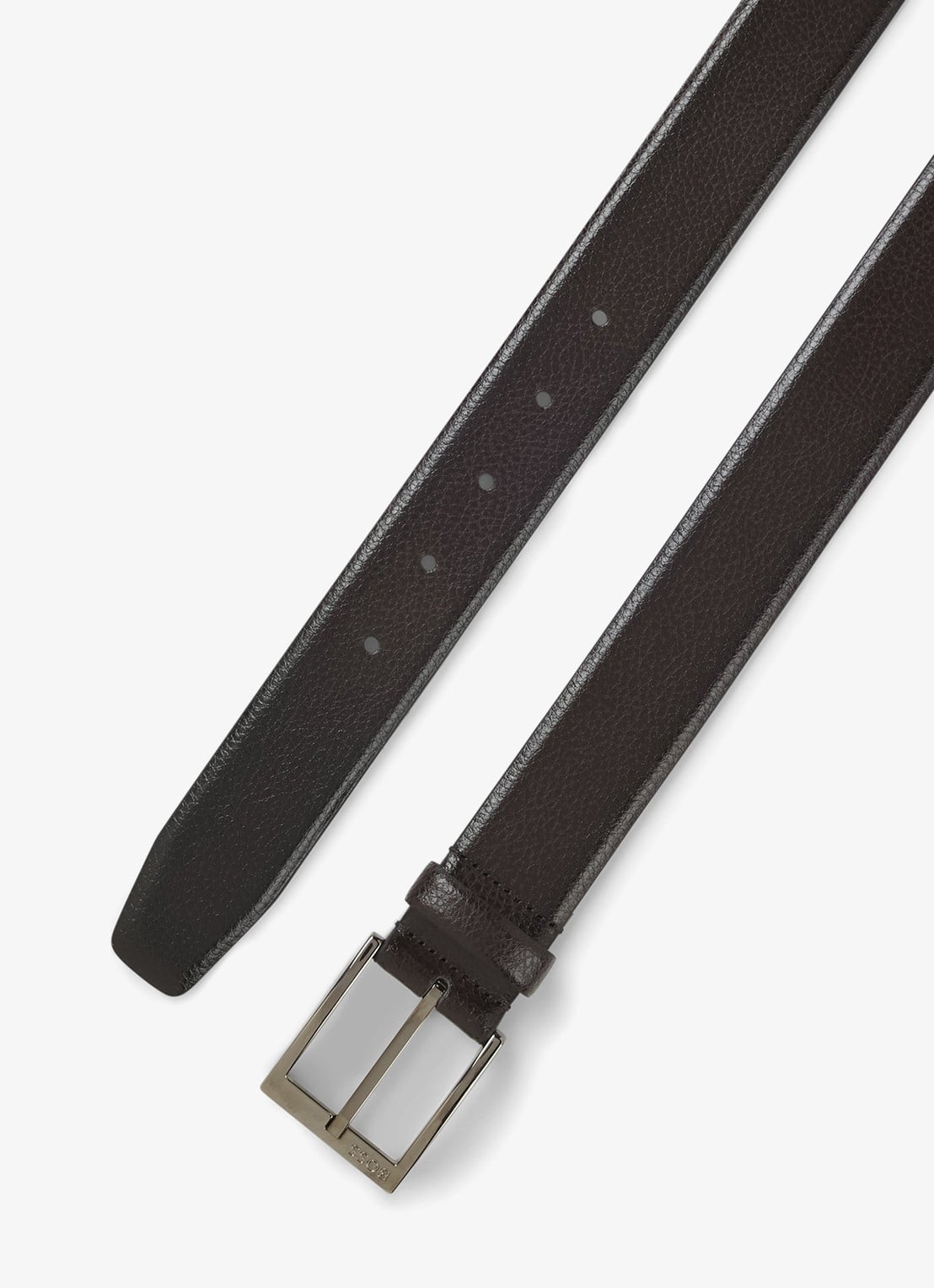 BOSS Riem van leer - detail 3 donkerbruin