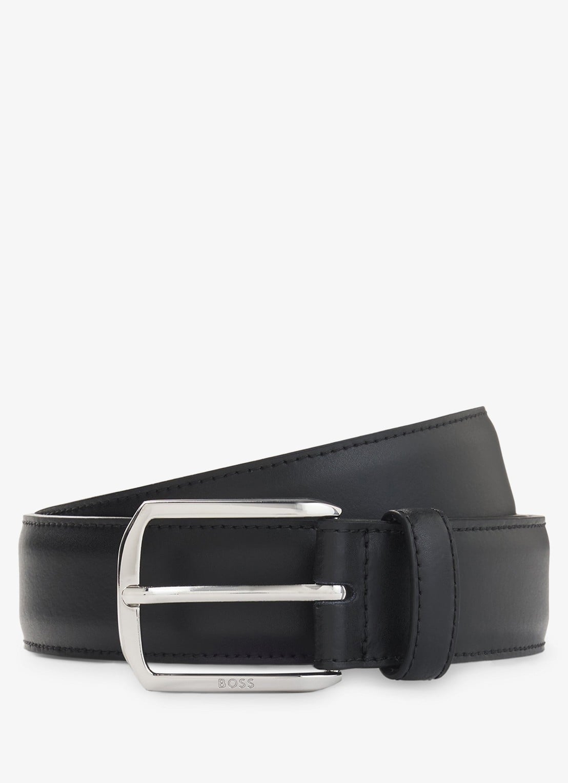 BOSS Riem van leer - voorkant 2 zwart