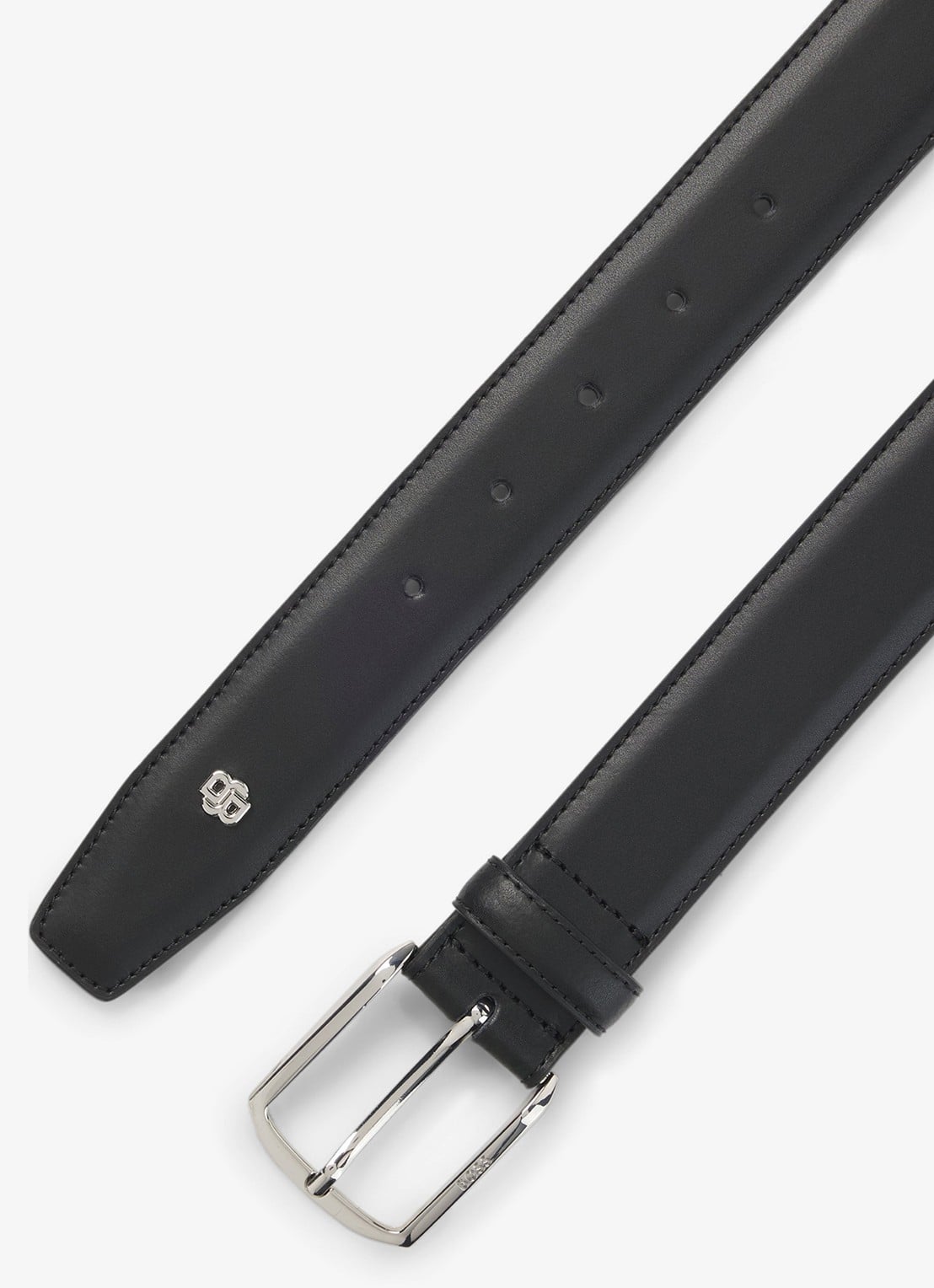 BOSS Riem van leer - voorkant 3 zwart