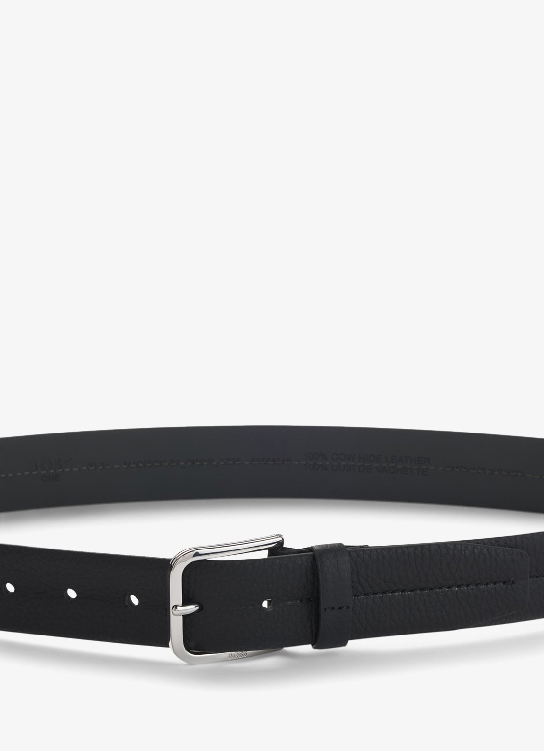 BOSS Riem van leer - detail 2 zwart