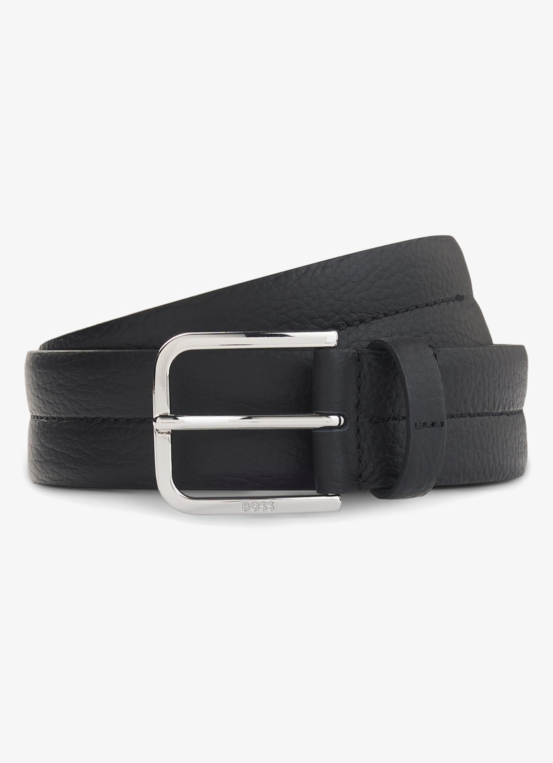 BOSS Riem van leer - voorkant 3 zwart