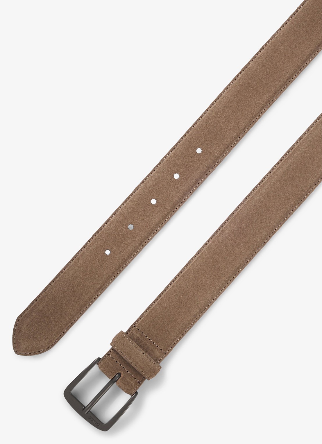 BOSS Riem van suède - detail 3 bruin