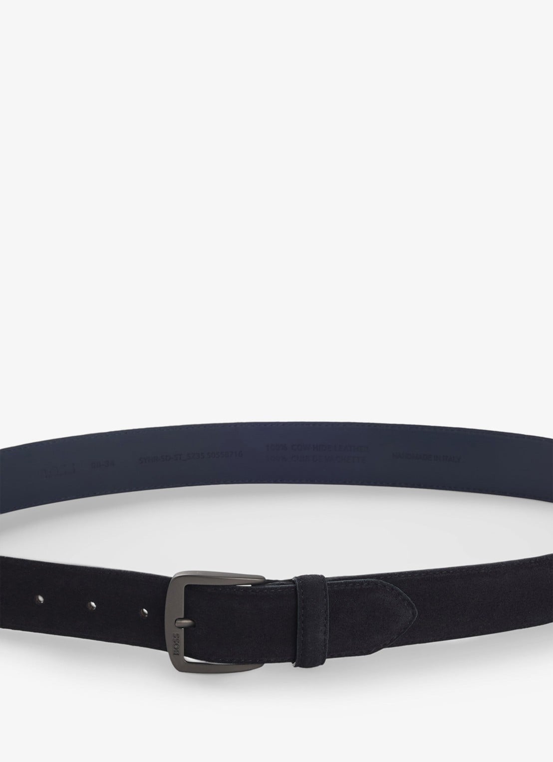 BOSS Riem van suède - detail 2 blauw
