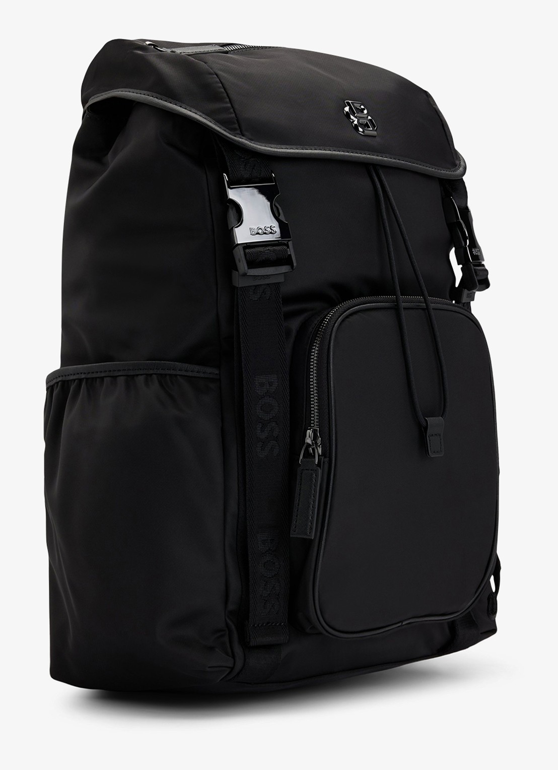 BOSS Rugtas van twill met Double B-monogram - detail zwart