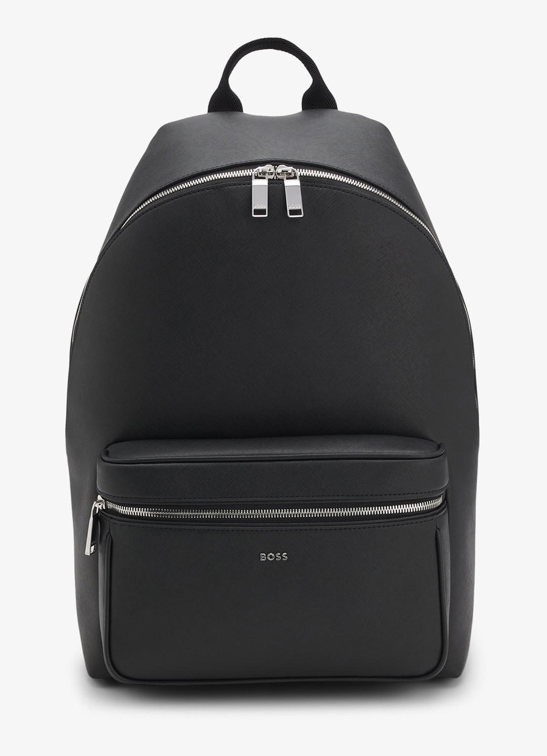 BOSS Rugzak van leer - voorkant black-001 / zwart