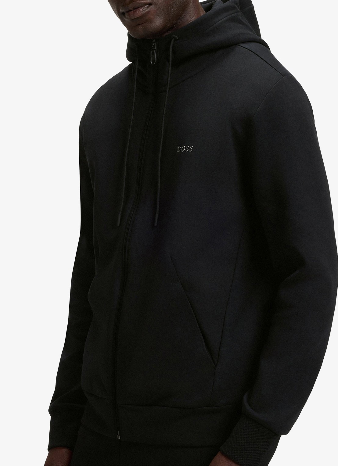 BOSS Saggy sweatvest met logo - detail 2 zwart