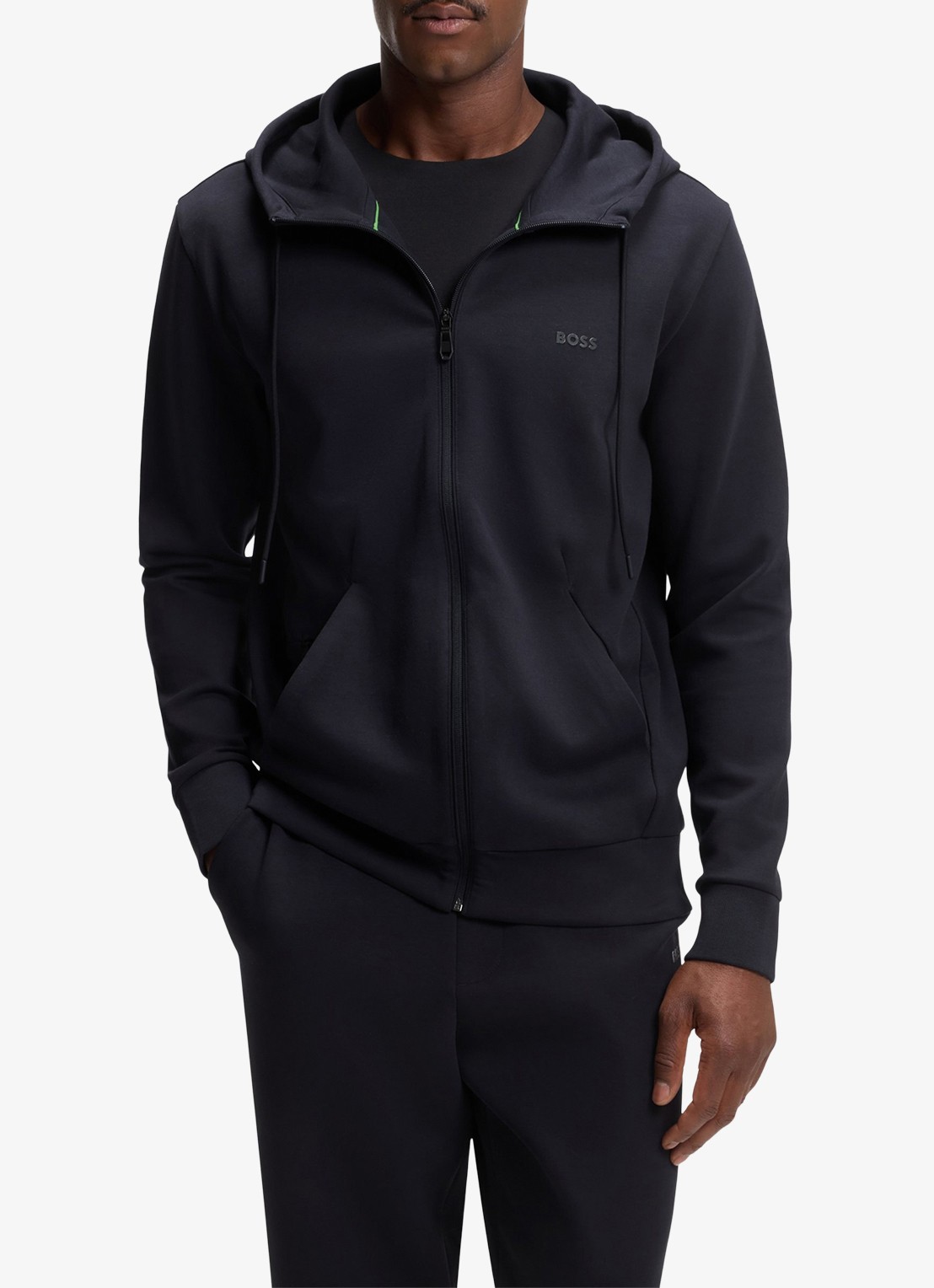 BOSS Saggy sweatvest met logo - detail 4 donkerblauw