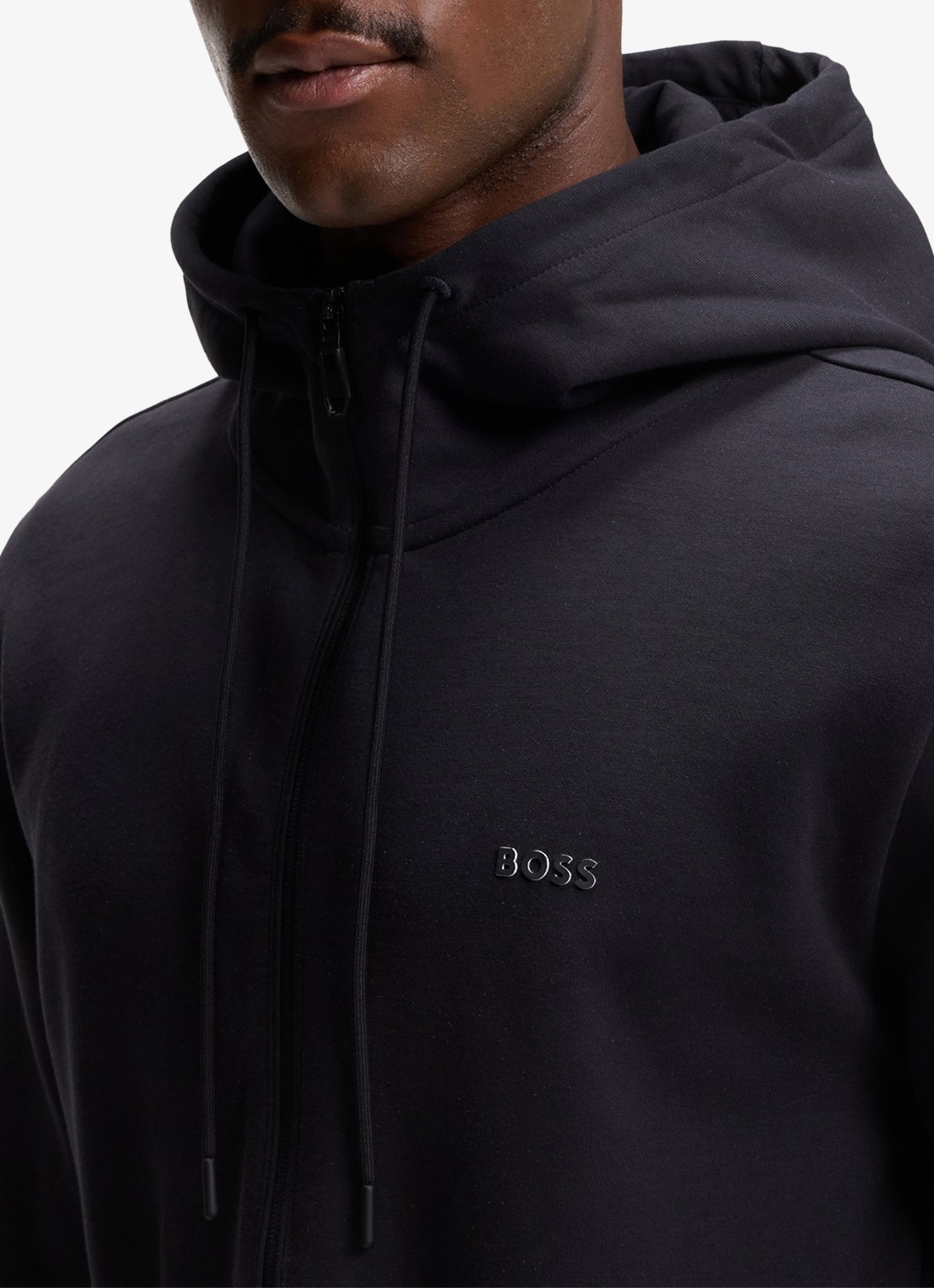 BOSS Saggy sweatvest met logo - detail 5 donkerblauw