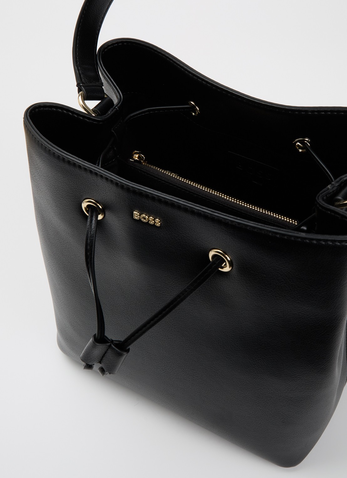 BOSS Sandy Bucket schoudertas met logo - detail 2 zwart