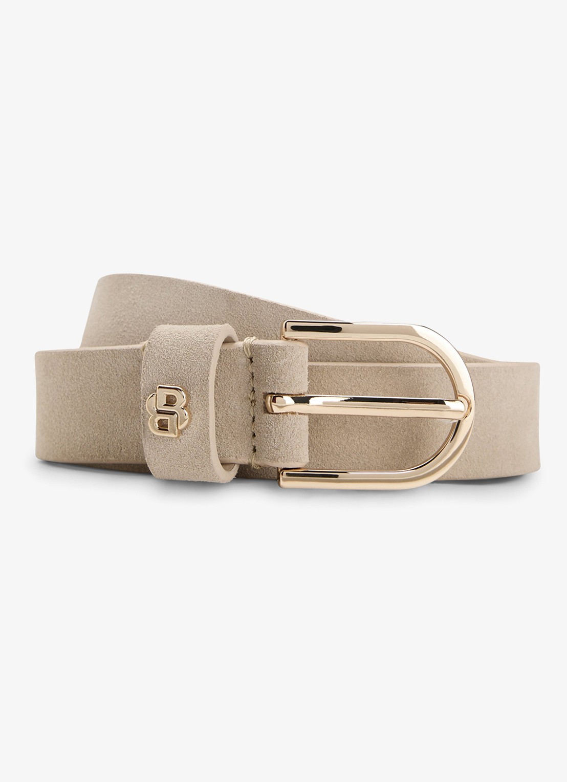 BOSS Scarlet riem van kalfsleer - voorkant beige