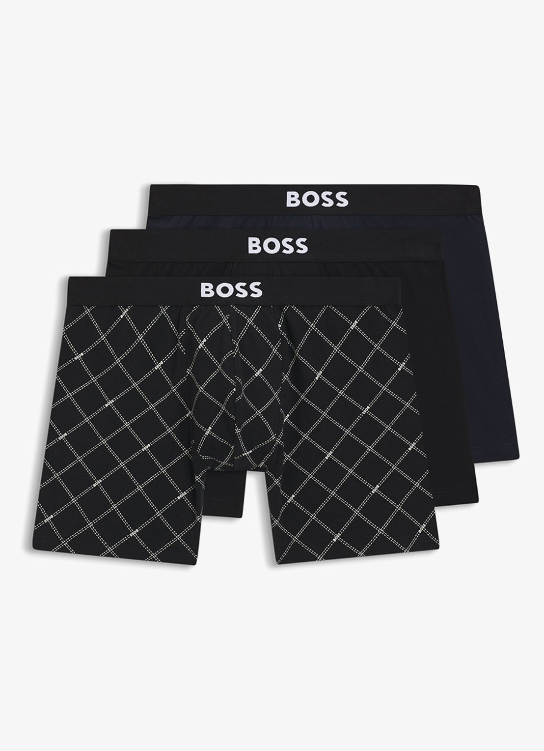 BOSS Set van drie boxershorts van stretchkatoen - voorkant black-002 / zwart