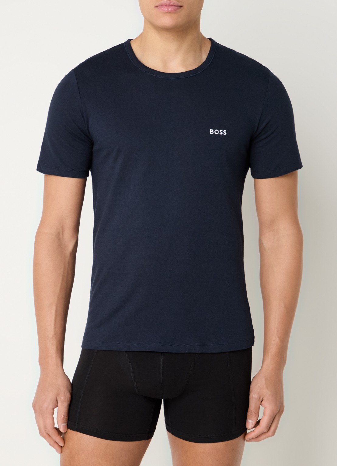 BOSS Set van drie katoenen T-shirts met logostiksel - detail 4 blauw