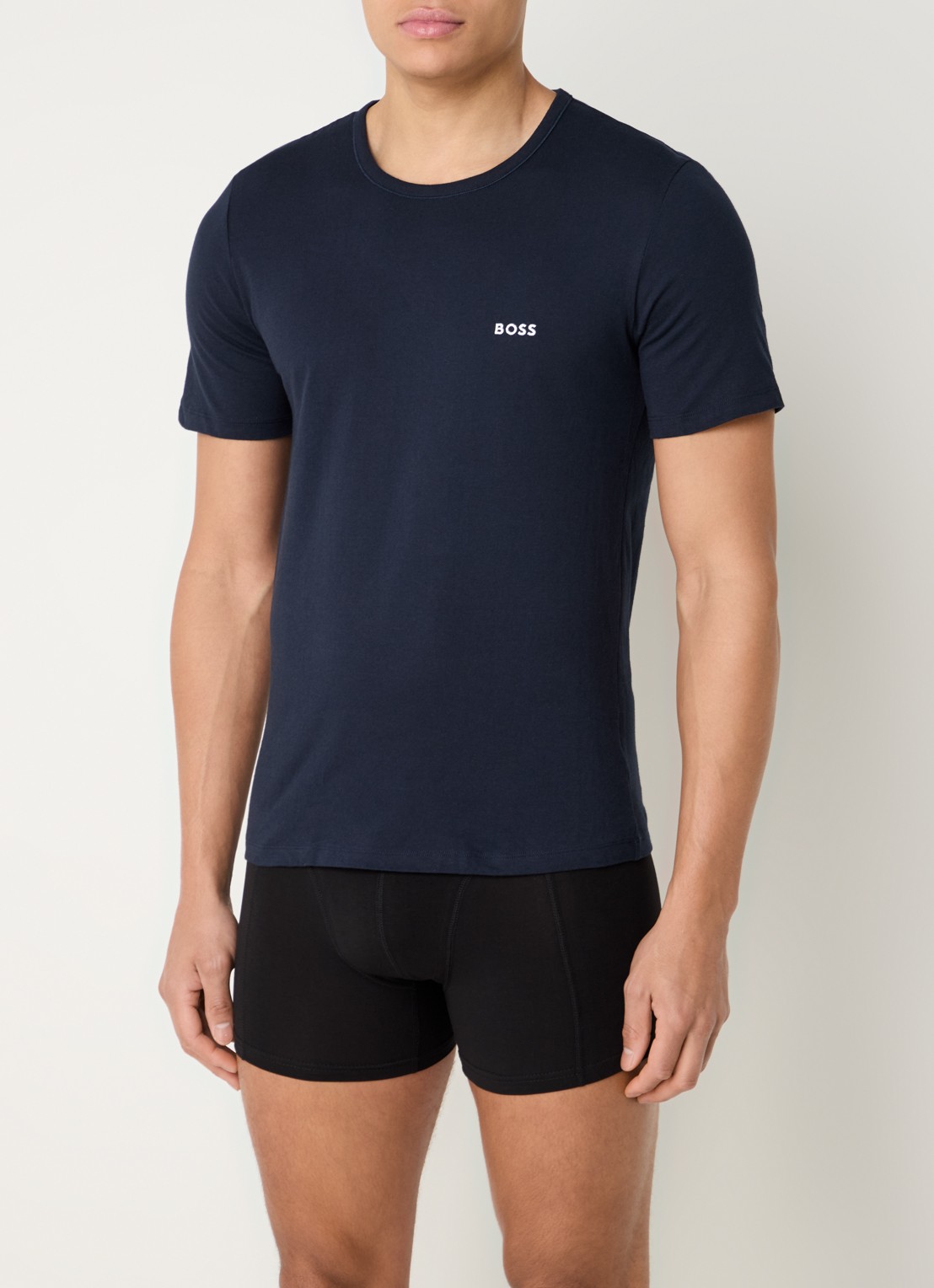 BOSS Set van drie katoenen T-shirts met logostiksel - voorkant 2 blauw