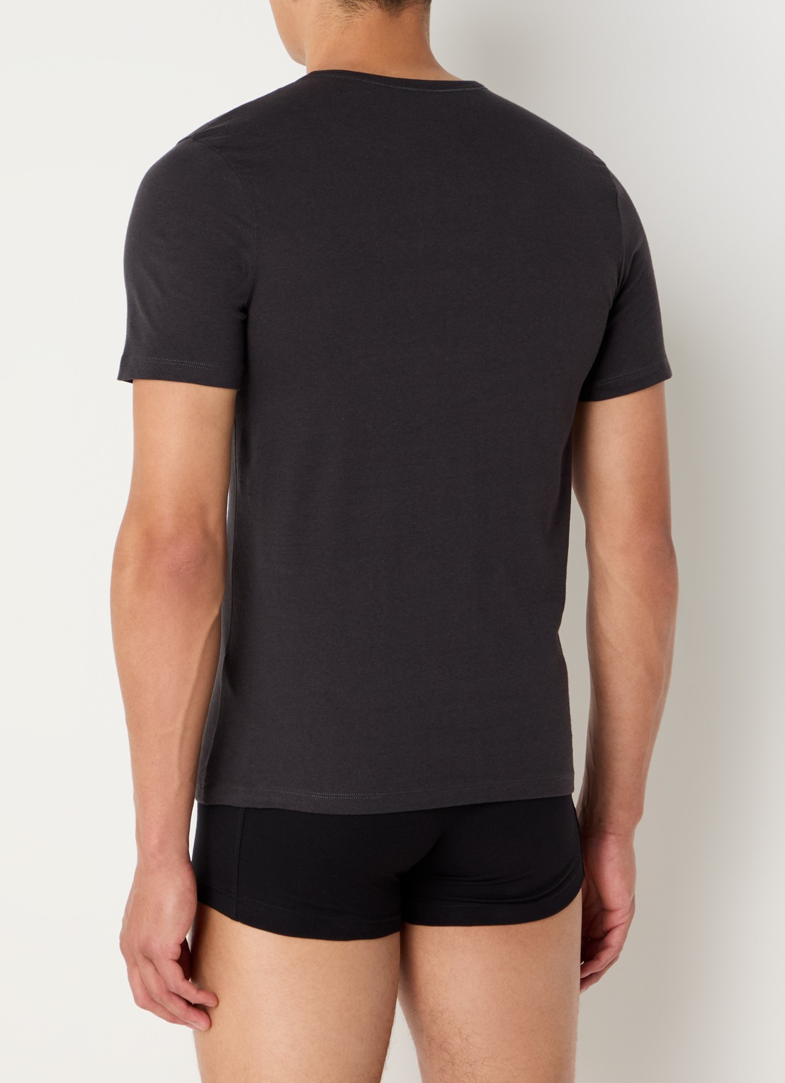 BOSS Set van drie katoenen T-shirts met logostiksel - achterkant 4 legergroen
