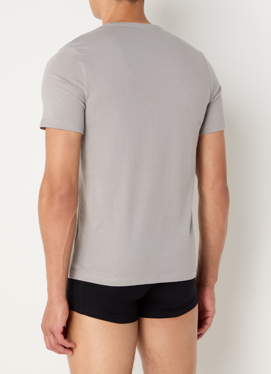 BOSS Set van drie katoenen T-shirts met logostiksel - achterkant 3 grijs