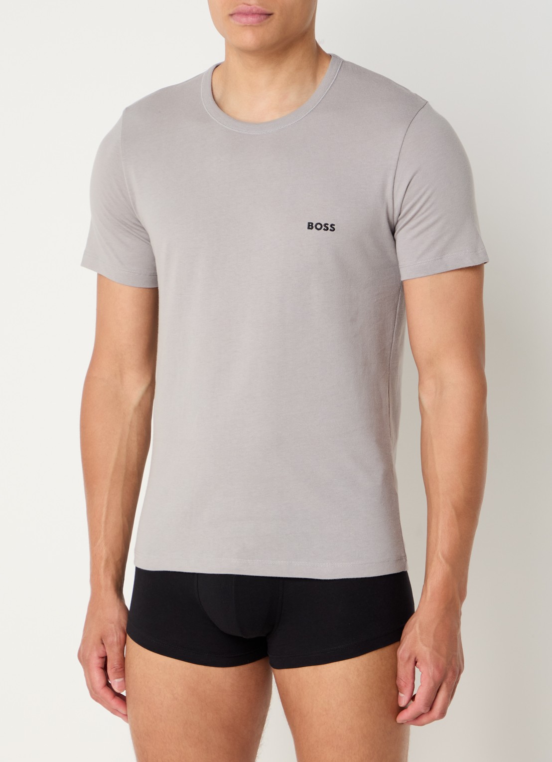 BOSS Set van drie katoenen T-shirts met logostiksel - detail 4 grijs